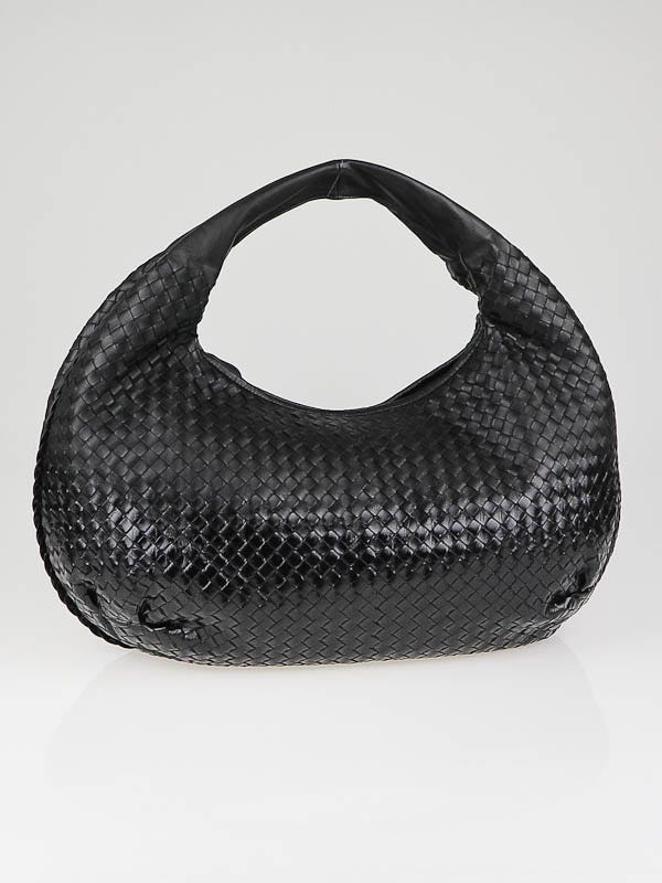 Bottega Veneta Black Degrade Intrecciato Woven Nappa Leather Large Belly Veneta Hobo Bag