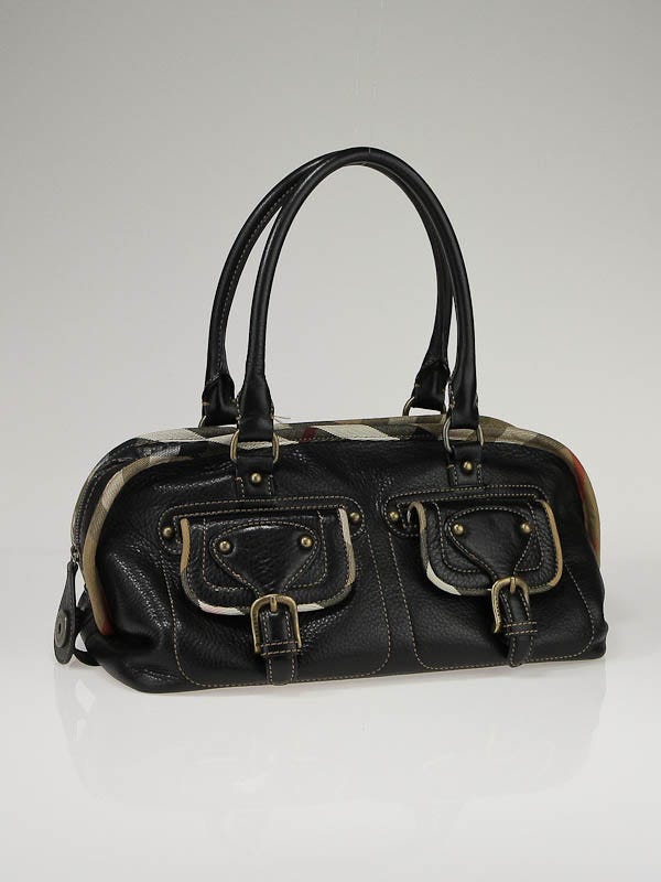Burberry Black Leather Two Front Pocket Satchel Bag | Yoogi's Closet