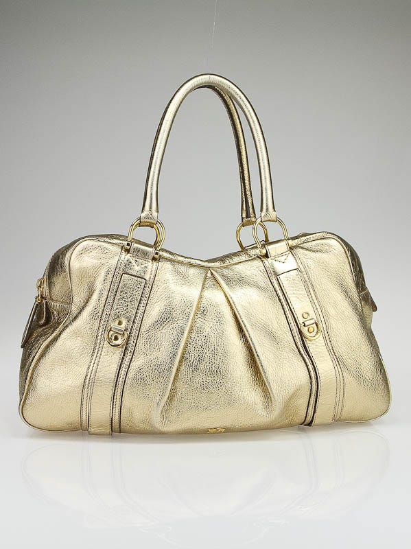 Burberry Gold Leather Ashbury Bag - Yoogi's Closet