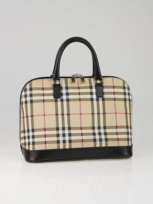 Burberry Nova Check Coated Canvas Top Handle Bag - Yoogi's Closet