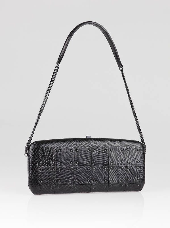 Burberry Prorsum Runway Black Lizard Warrior Check Lizard Evening Bag