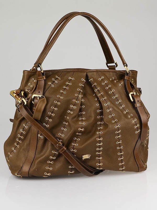 d*7様 ☆希少☆BURBERRY PRORSUM フリンジ スウェードトートバ Burberry Prorsum Brown Leather Metal Stitch Large Satchel Bag