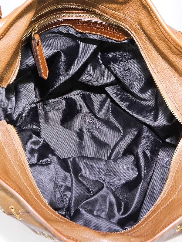 Burberry Prorsum Brown Leather Metal Stitch Large Satchel Bag