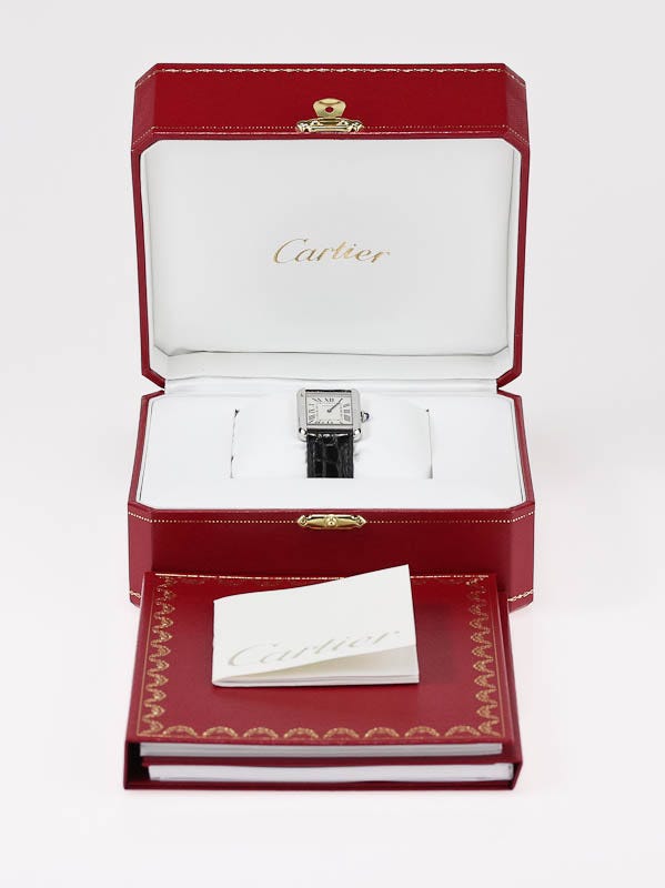 Cartier Tank Solo Stainless Steel Black Embossed Leather Strap