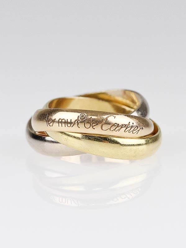 Cartier 18k Gold Tri-Color Classic Trinity Rolling Ring Size 4.5