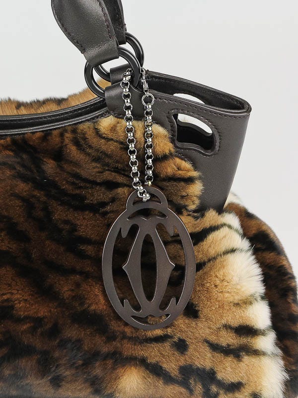 Cartier Brown/White Tiger Print Rabbit Fur Marcello De Cartier Bag