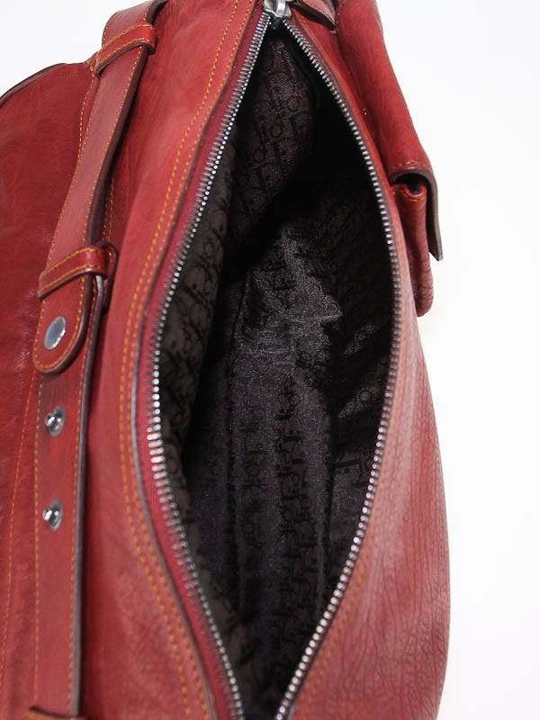Christian Dior Brick Red Leather Double Gaucho Bag | Yoogi's Closet
