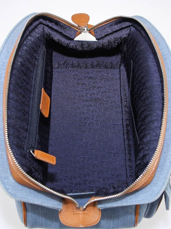 Christian Dior Blue Denim Floral Frame Satchel Bag | Yoogi's