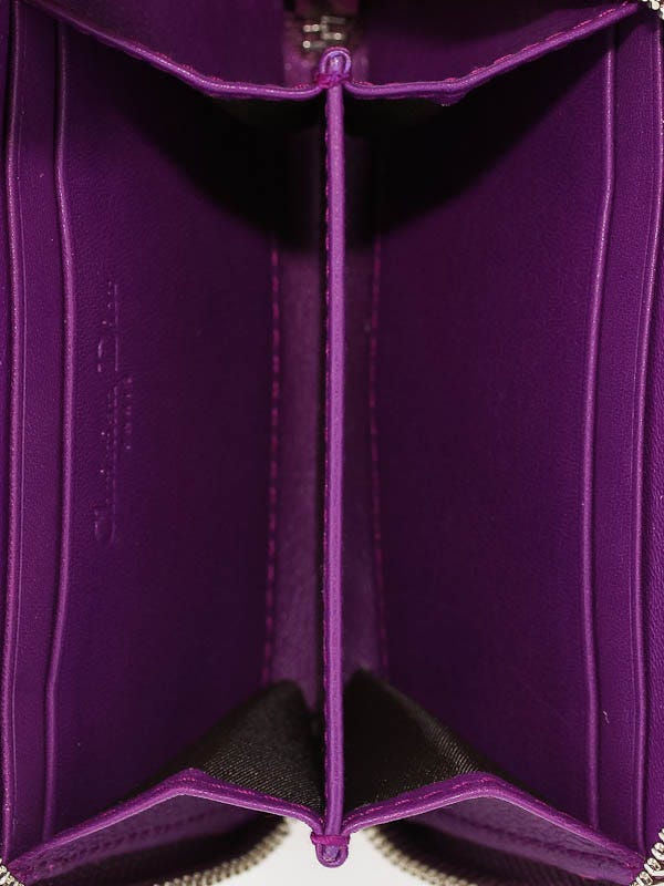 Christian Dior Purple Patent Leather Dior Logo Small Zippy Wallet