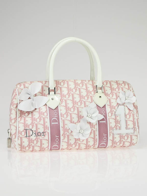 DIOR Small boston bag in oblique pink Dior canvas and … | Drouot.com