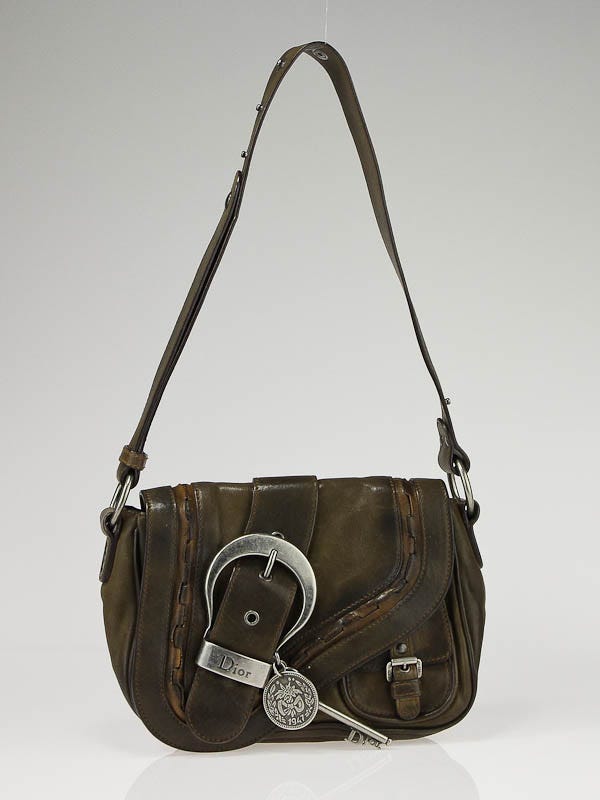 Christian　Dior　ガウチョバッグ Christian Dior Olive Green Leather Mini Gaucho Bag | Yoogi's Closet