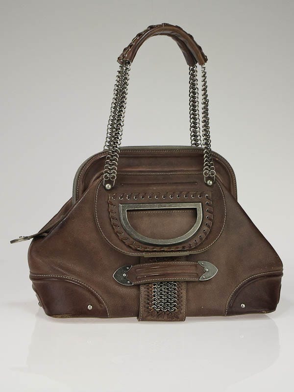 Christian Dior Brown Leather Jeanne Medium Frame Tote Bag