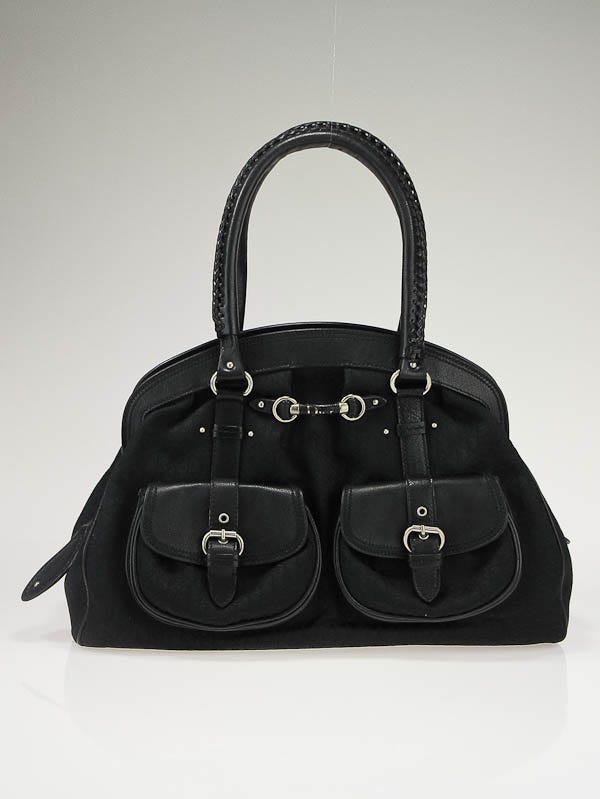 Christian Dior Black Diorissimo 'My Dior' Large Frame Pocket Satchel Bag