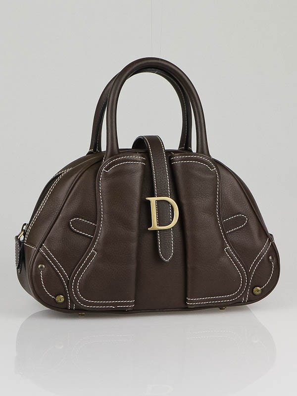 Christian Dior Brown Leather Small Bowler Bag