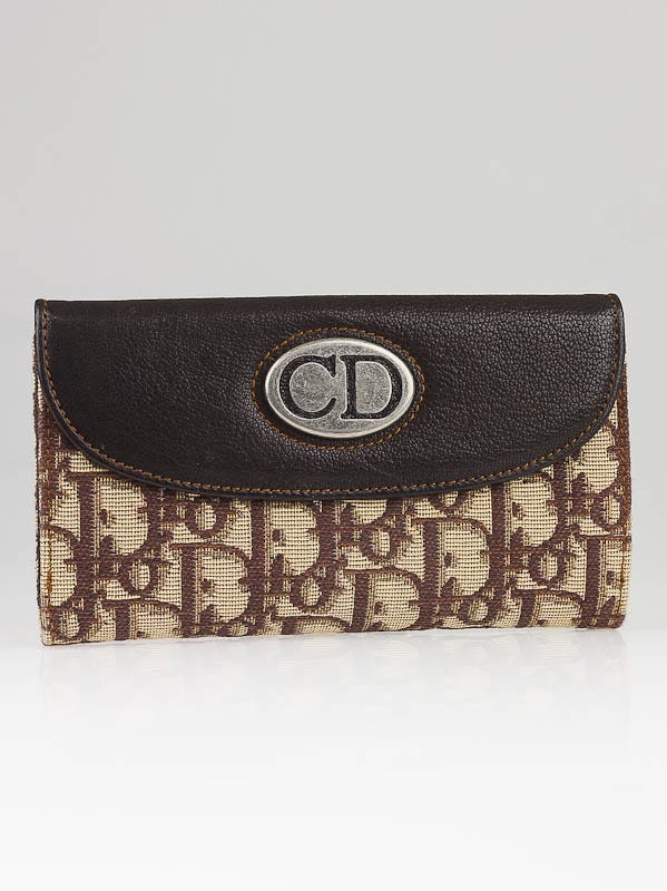 Christian Dior Brown Canvas Dior Logo Long Wallet | Yoogi's Closet