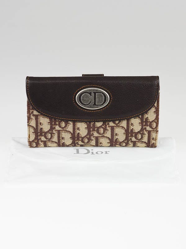 Christian Dior Brown Canvas Dior Logo Long Wallet | Yoogi's Closet