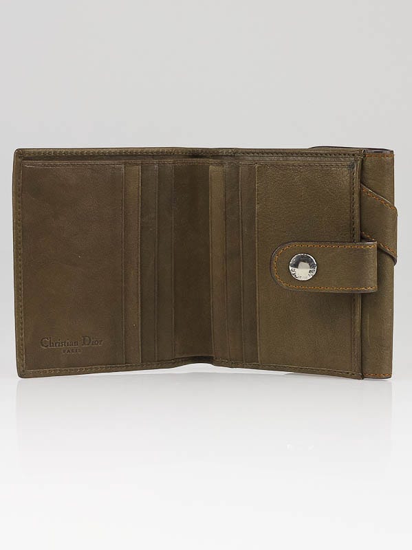 Christian Dior Olive Green Leather Logo Saddle Compact Wallet