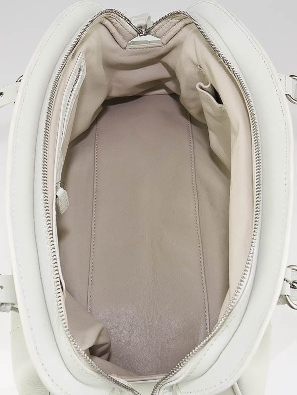 Christian Dior White Leather My Dior Frame Large Satchel Bag