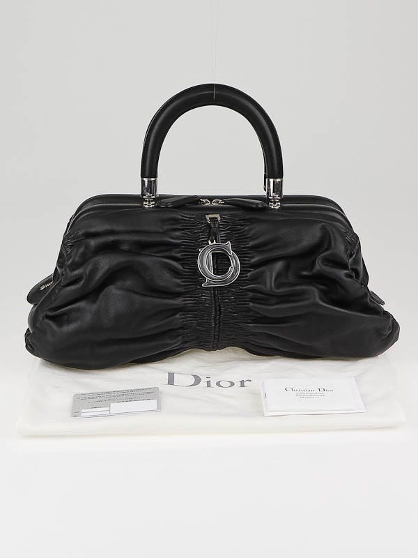 【Christian Dior】カレーニナ　レザーバッグ Christian Dior Black Leather Karenina East/West Satchel Bag