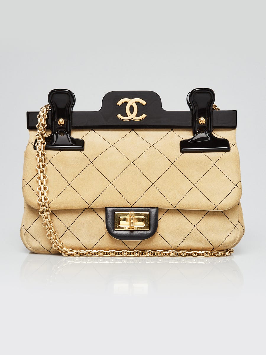 Chanel Beige 2.55 Reissue Quilted Suede 225 Flap Bag - Yoogi's Closet