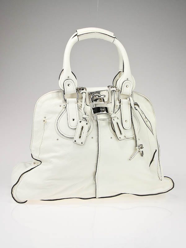 Chloe White Leather Paddington Dome Bag