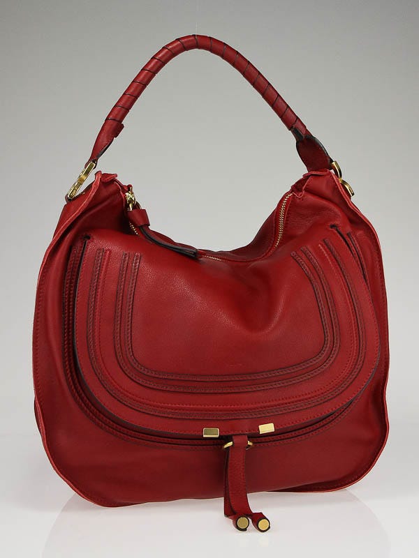 Chloe Garnet Leather Marcie Horseshoe Large Hobo Bag