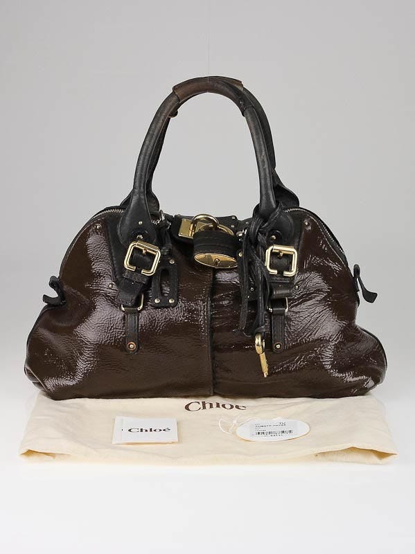 Chloe Ardoise Patent Leather Large Dome Paddington Bag | Yoogi's