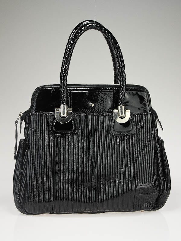 Chloe Black Patent Lambskin Leather Heloise Large Tote Bag