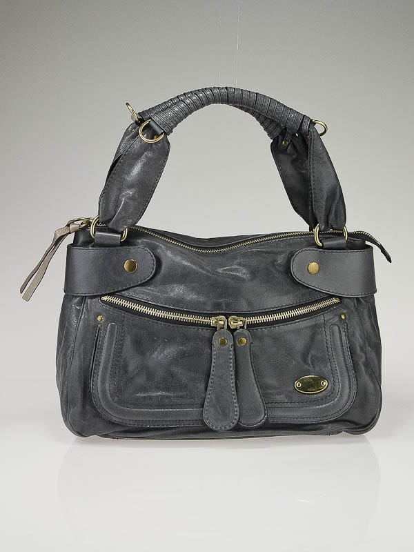 Chloe Charbon Leather Large Bay Bag