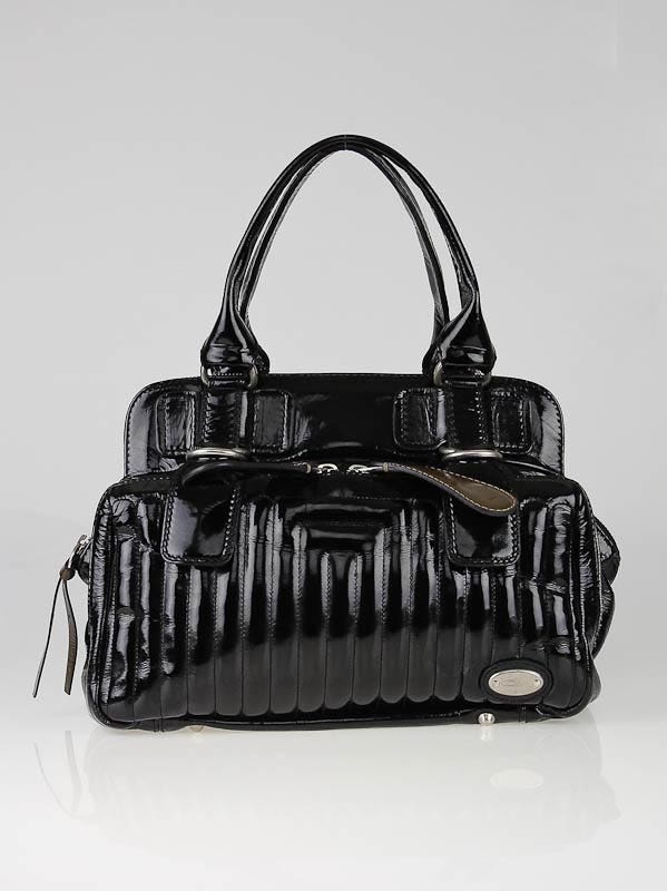 Chloe Black Quilted Patent Leather Bay Bag