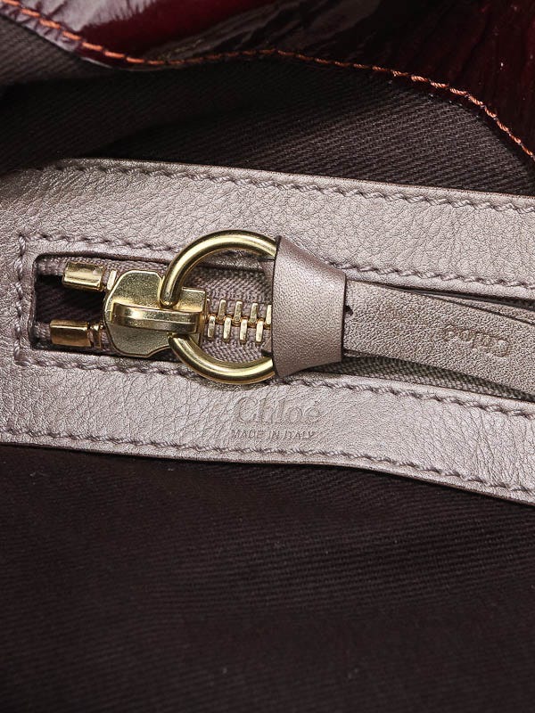 Chloe Garnet Patent Leather Small Bay Bag - Yoogi's Closet