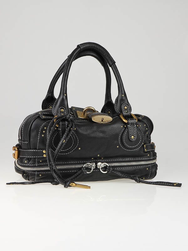 Chloe Black Leather East/West Paddington Zippy Satchel Bag Chloe Black Leather East/West Paddington Zippy Satchel Bag