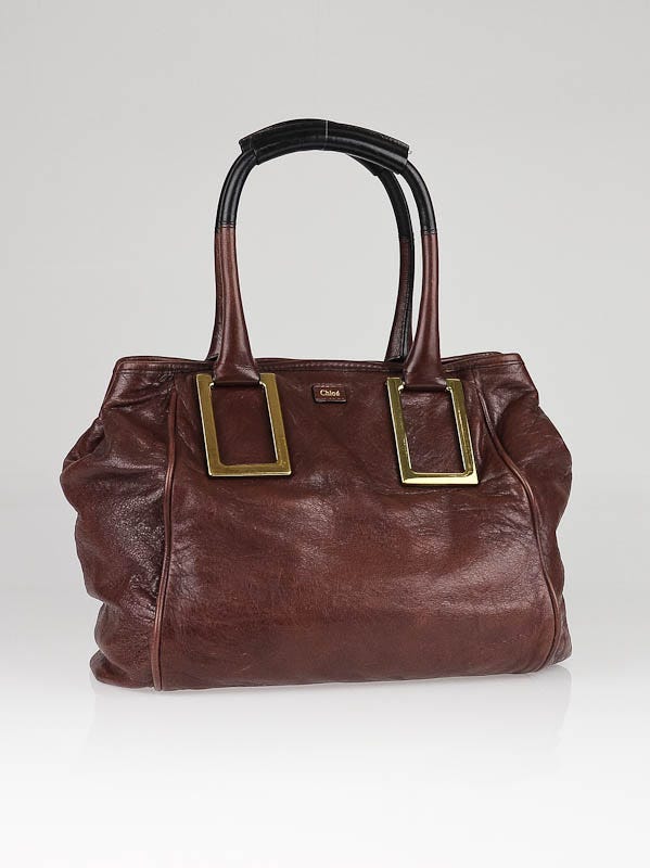 Chloe Moka Glazed Leather New Ethel Tote Bag