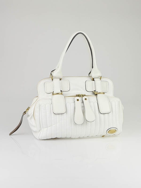 Chloe White Quilted Leather Bay Bag