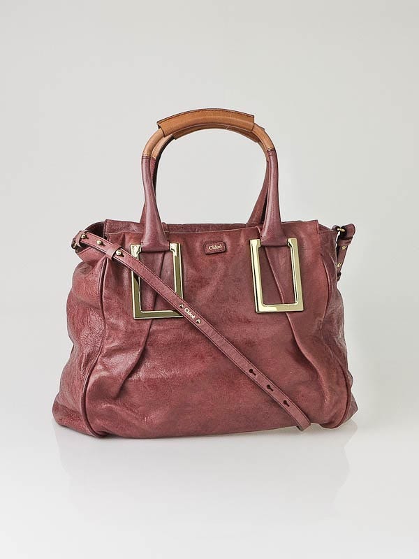 Chloe Black Currant Leather Large Ethel Tote Bag