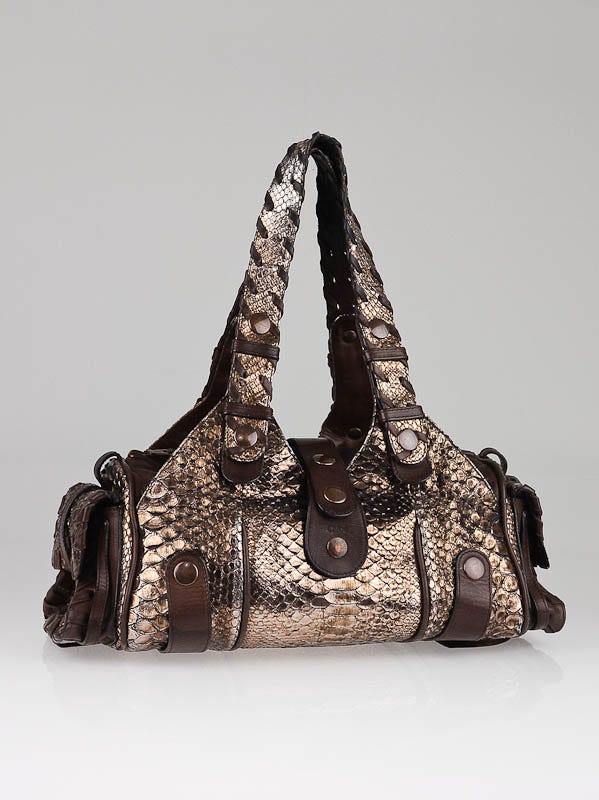Chloe Bronze Python Skin Medium Silverado Bag | Yoogi's Closet