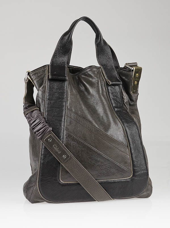 Chloe Dark Taupe Leather Miki Tote Bag