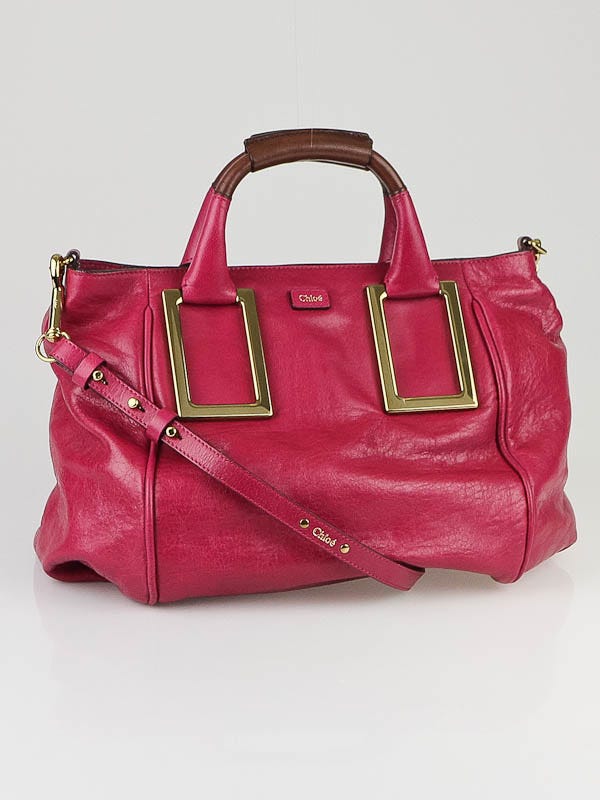 Chloe Raspberry Leather Medium Ethel Satchel Bag