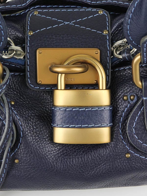 Chloe Navy Leather Paddington Medium Satchel Bag | Yoogi's Closet