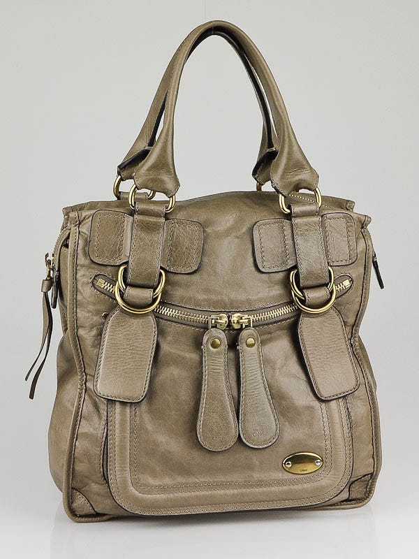 Chloe Taupe Leather Large Bay Tote Bag