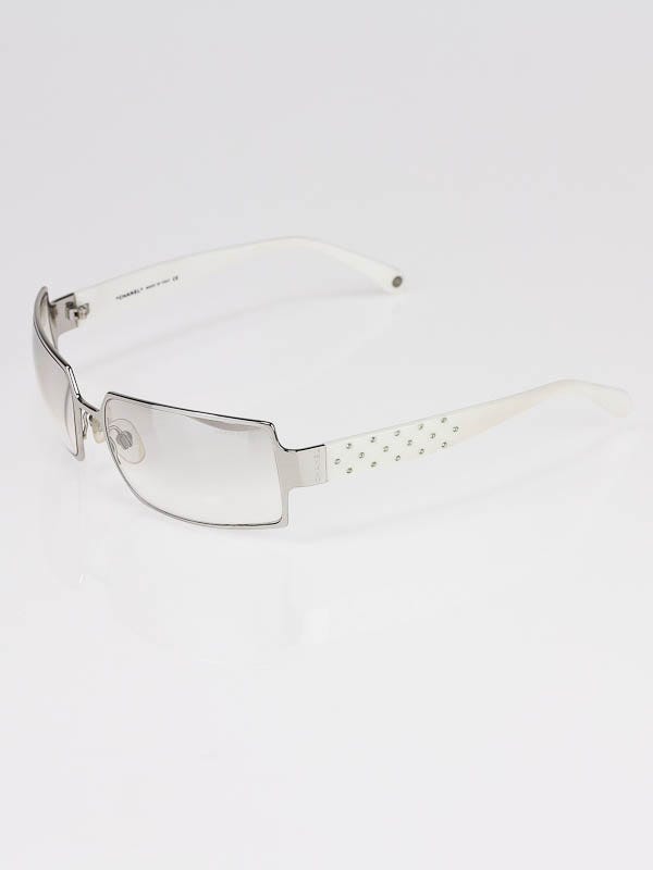 Chanel White Sunglasses with Swarovski Crystal 4103-B