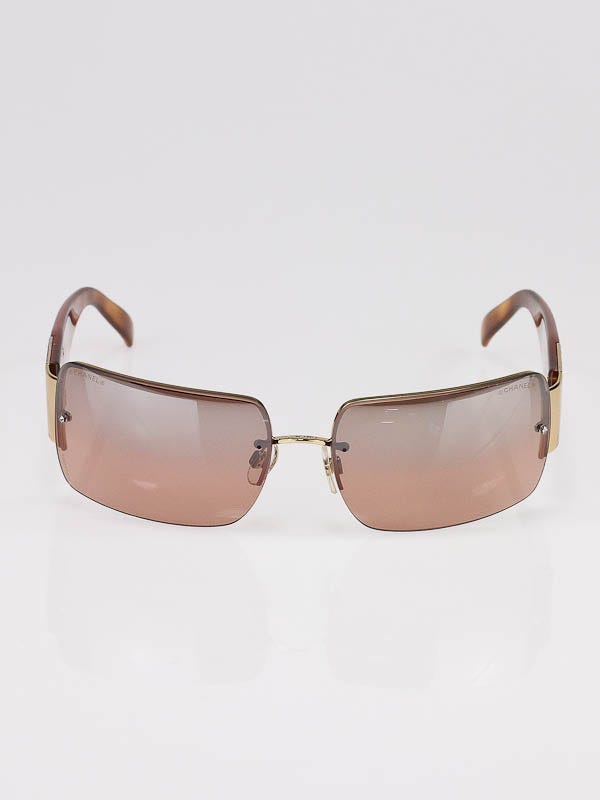 Chanel Brown Gradient Lenses with Frameless Tortoise Resin andSwarovski Crystal  Sunglasses 4095-B - Yoogi's Closet