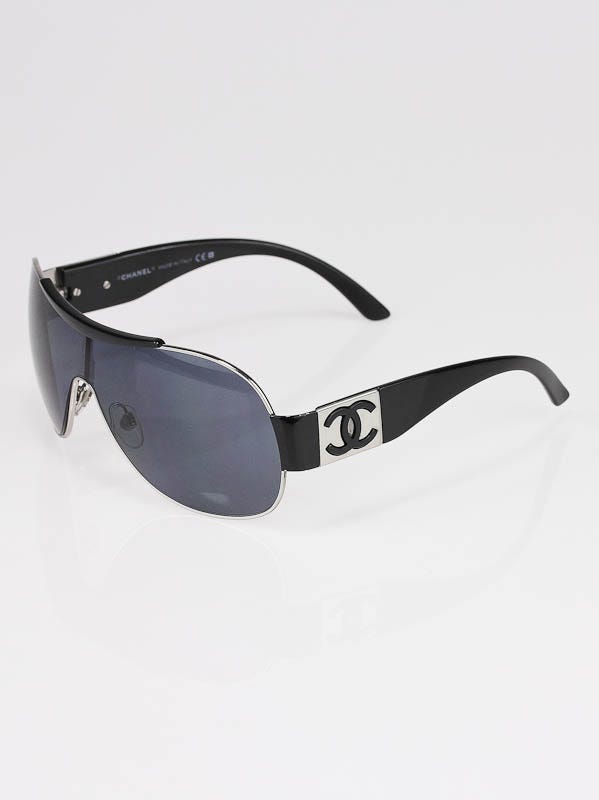 Chanel Black Tint Metal Frame Wrap Aviators Sunglasses- 4136