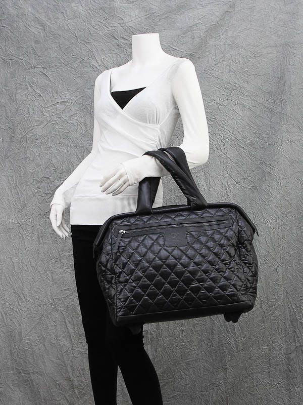 Chanel Black Quilted Nylon Coco Cocoon Trolley Rolling Case