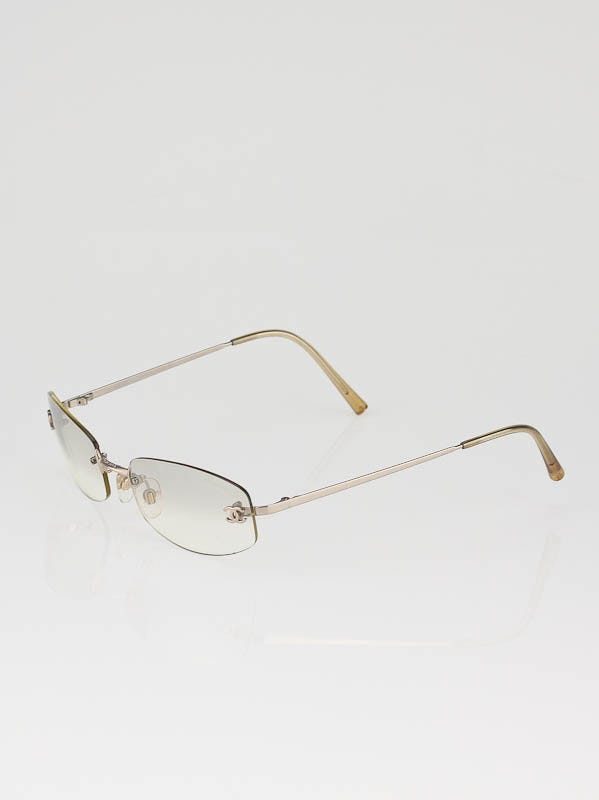 Chanel Light Beige Gradient Oval Rimless Sunglasses- 4002 - Yoogi's Closet