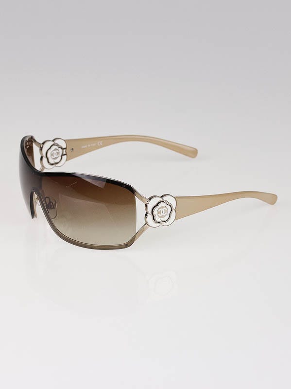Chanel Beige and White Camellia Flower Sunglasses -4164