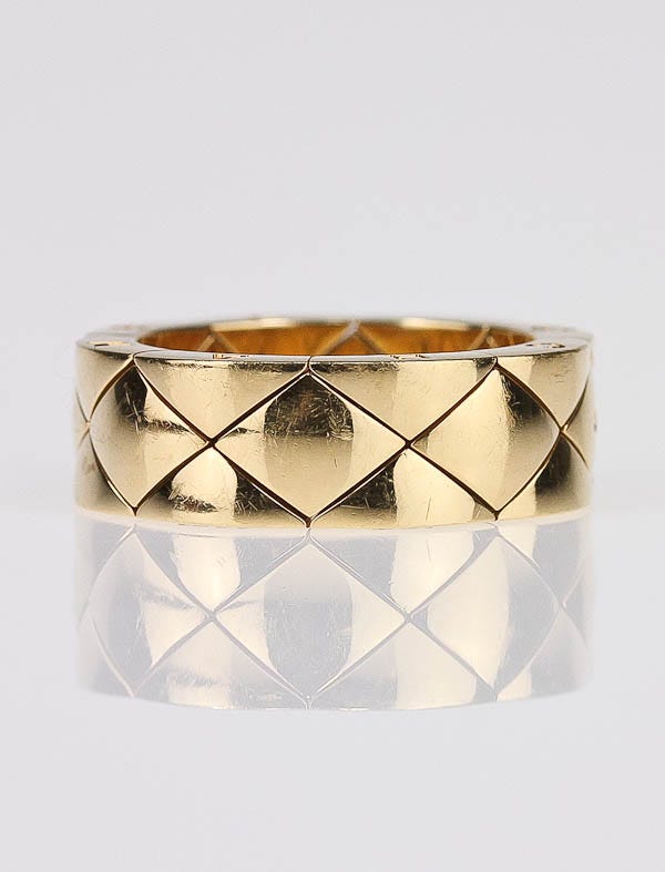 Chanel 18k Gold Metalasse Flexible Ring Size 6
