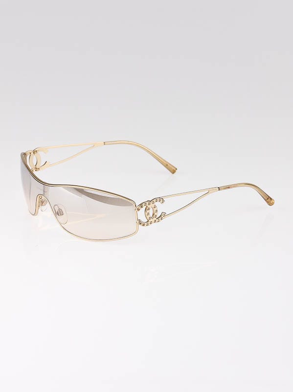 Chanel Gold Metal Frame and Crystal CC Logo Sunglasses-4073