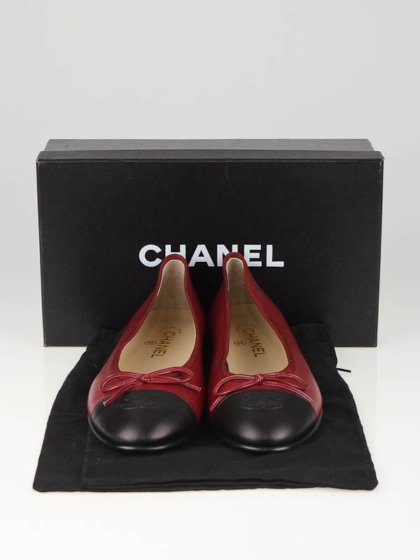 Leather ballet flats Chanel Red size 37.5 EU in Leather - 33716609