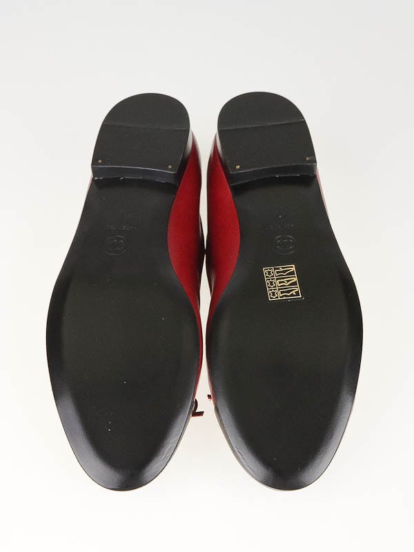 Chanel Red Leather Black Cap-Toe Ballet Flats Size 10.5/41